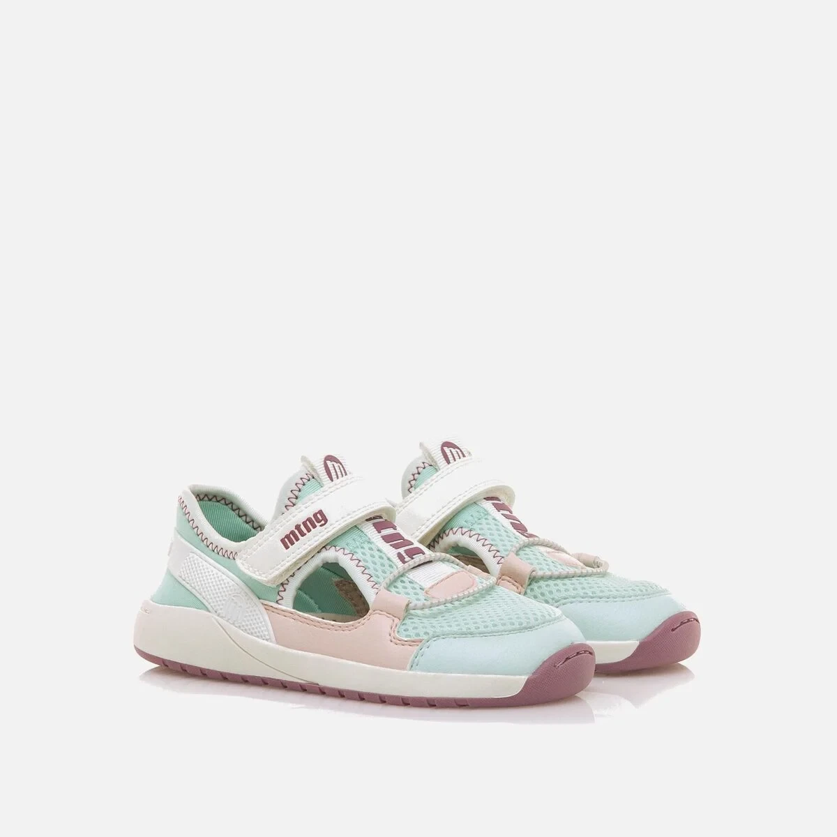 Zapatillas respetuosas niño Mustang Free en verde agua y rosa pastel