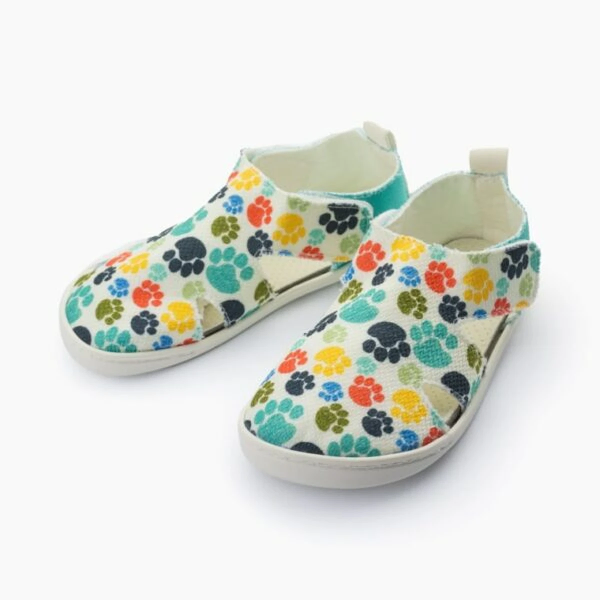 Par de sandalias respetuosas niño Baby Lobitos con estampado de huellas multicolor