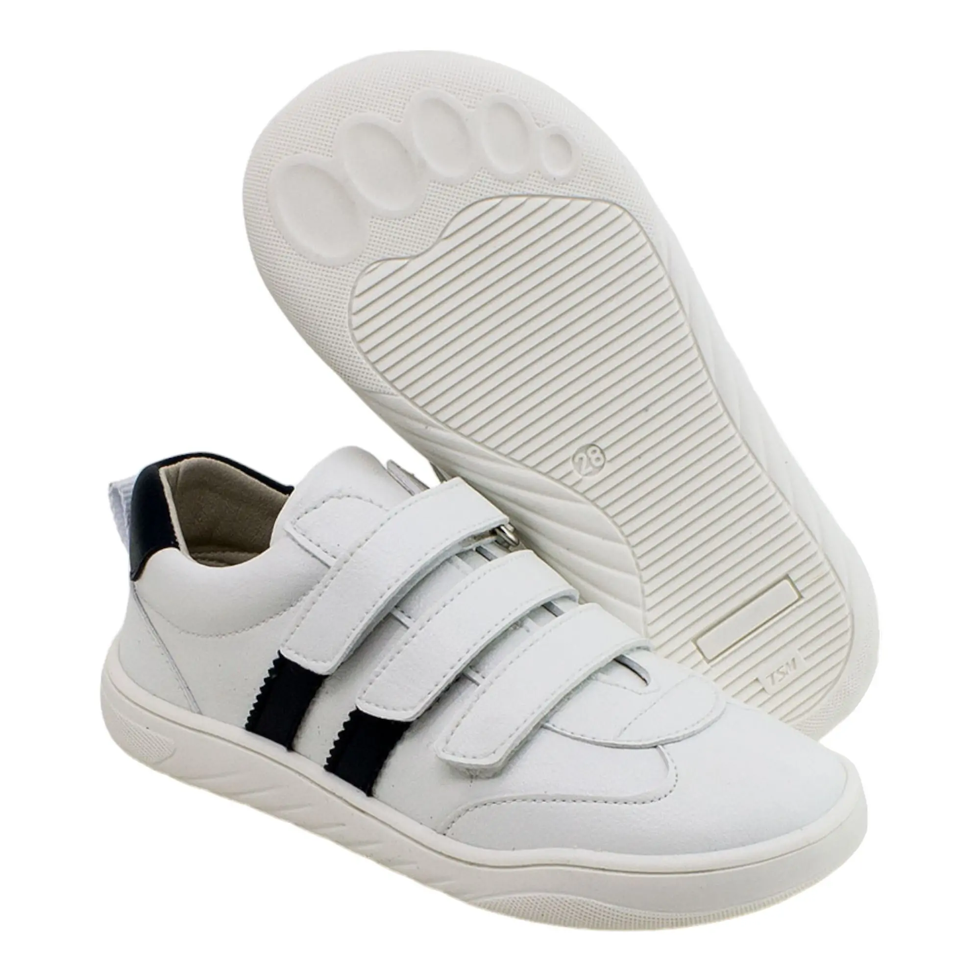 Zapatillas respetuosas blanco y marino Piruflex con suela flexible