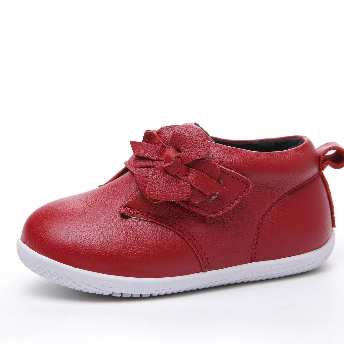 Botas respetuosas bebe Freycoo Ottawa en rojo con detalle floral y suela flexible
