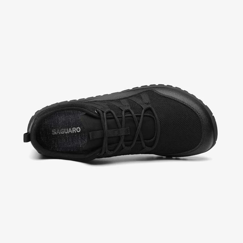 Deportiva Saguaro Negro Forestep Ⅰ, deportiva barefoot adulto en color negro, vista superior del diseño transpirable.