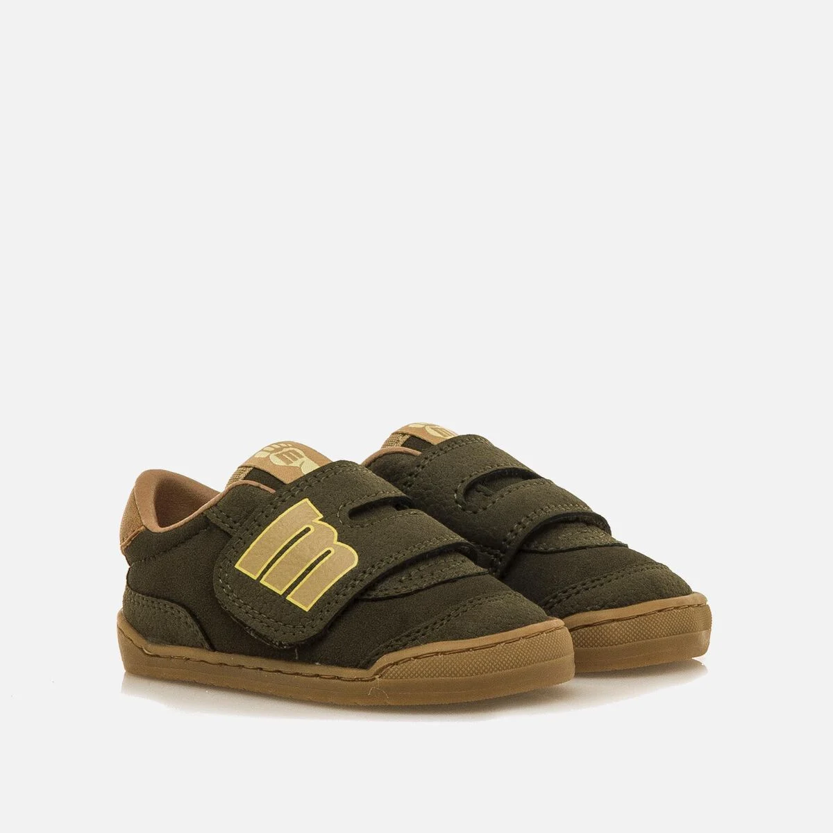 Zapatillas respetuosas niño FREE Mustang verde kaki con velcro