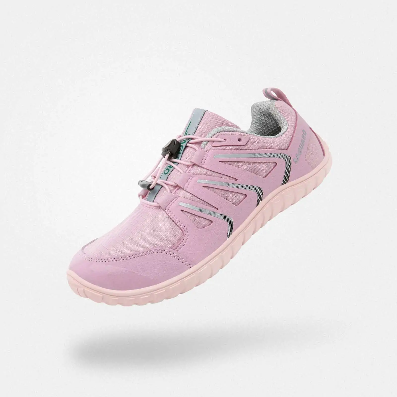 Deportivas barefoot mujer en color rosa con ajuste ergonómico y detalles en gris