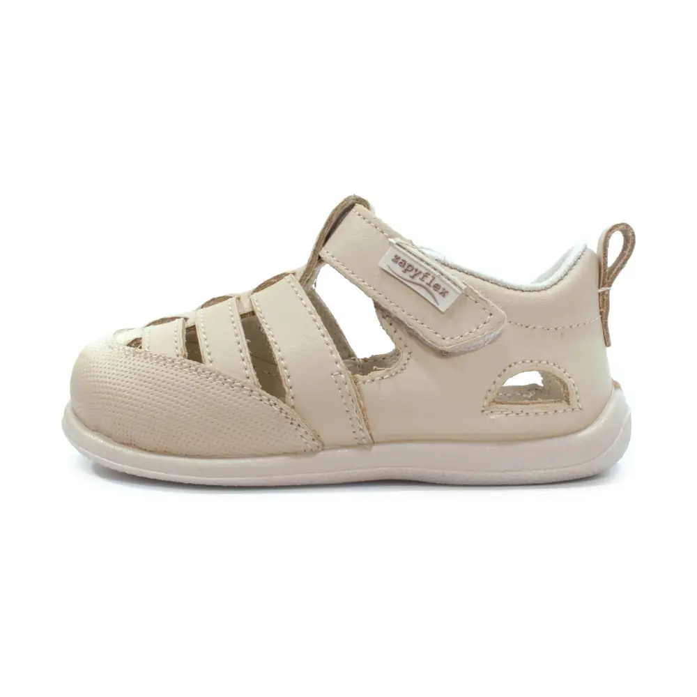Sandalia barefoot niño Zapyflex en piel arena