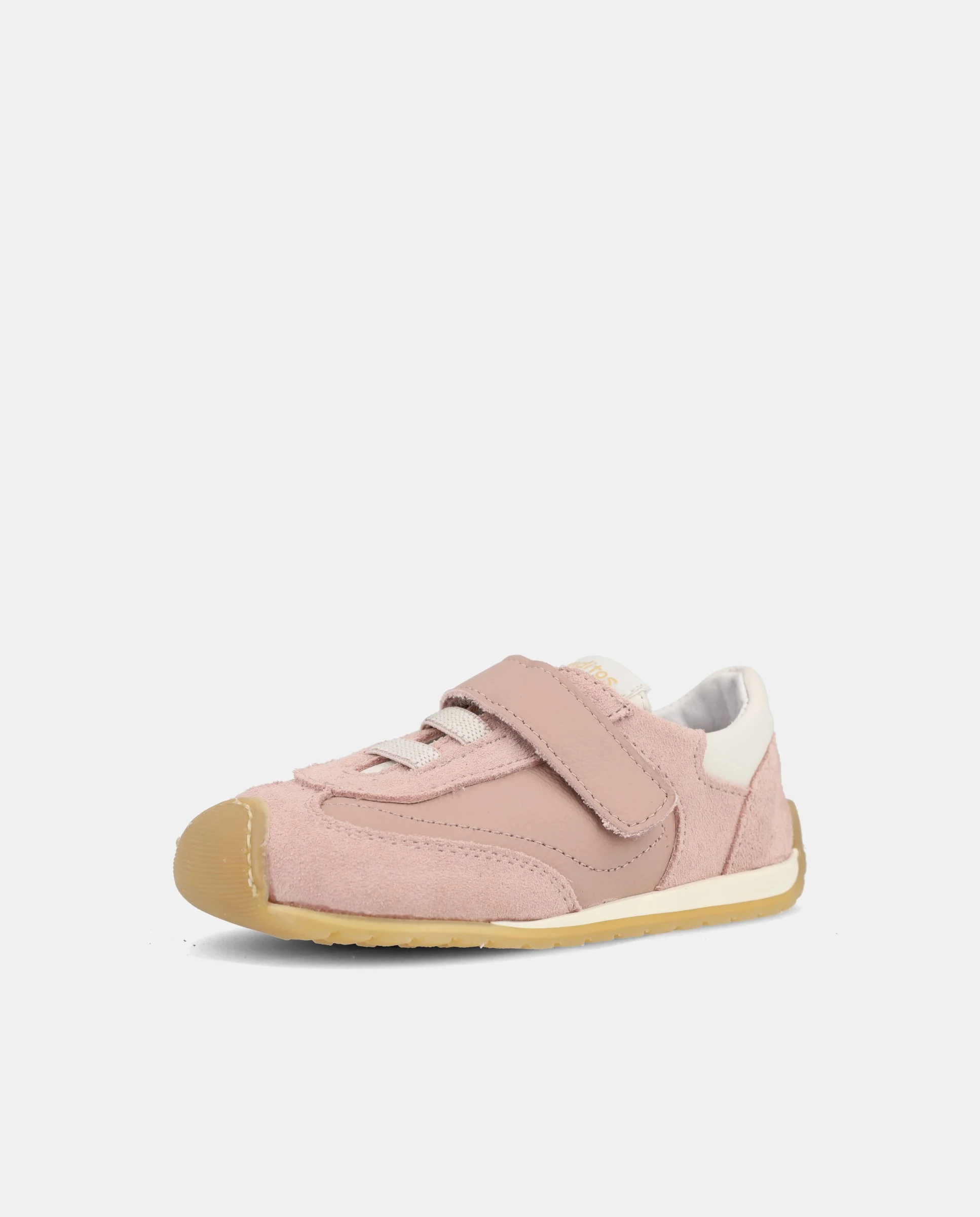 Vista lateral zapatillas respetuosas niña Blanditos Porto rosa